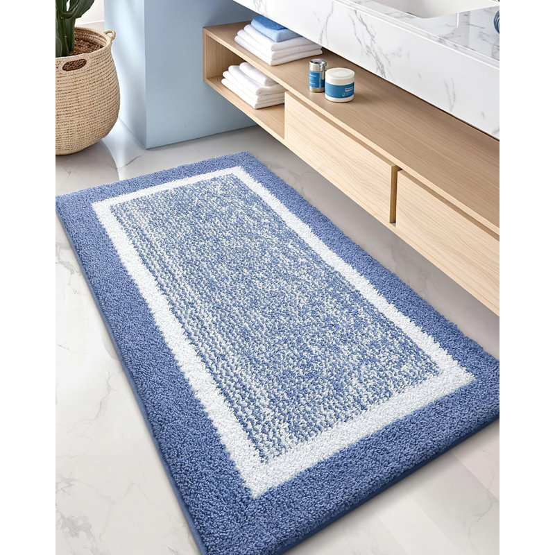 Tapis de bain avec envers antidérapant, Bleu, L 47 po x l 24 po