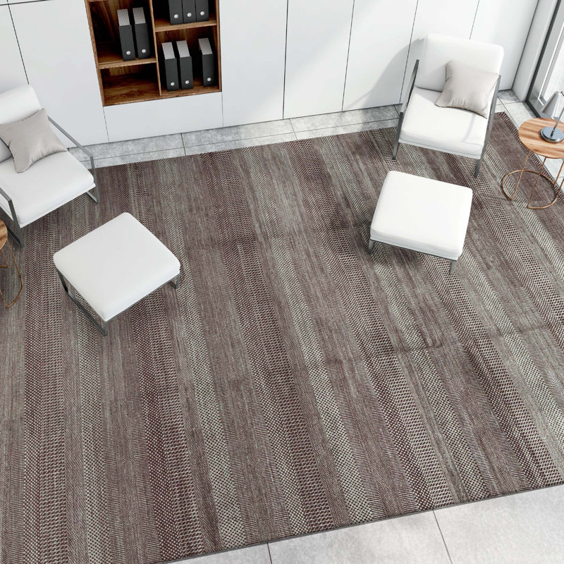 Striped Area Rug in Wine/Silver/Gray