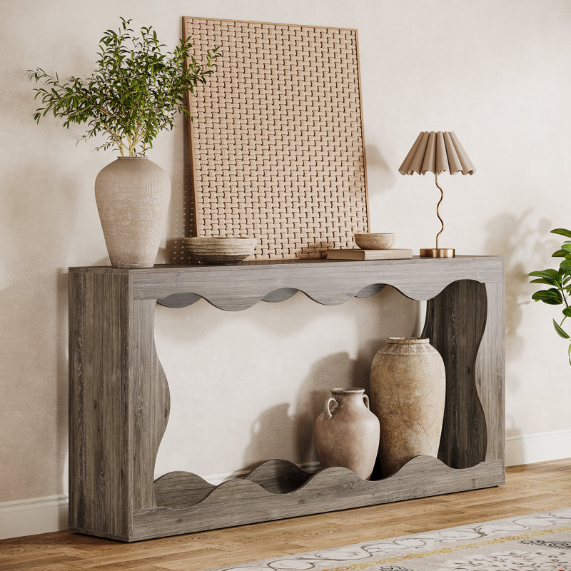 63 Inches Console Table with Storage, Gray