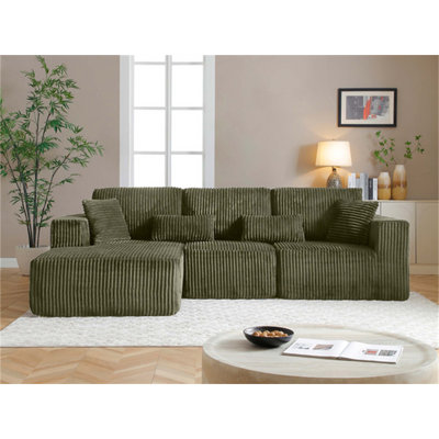 Canapé modulaire en forme de L de 107,5 pouces de style N avec fauteuil inclinable, siège profond, conception sans assemblage pour un confort et une flexibilité dans le salon.