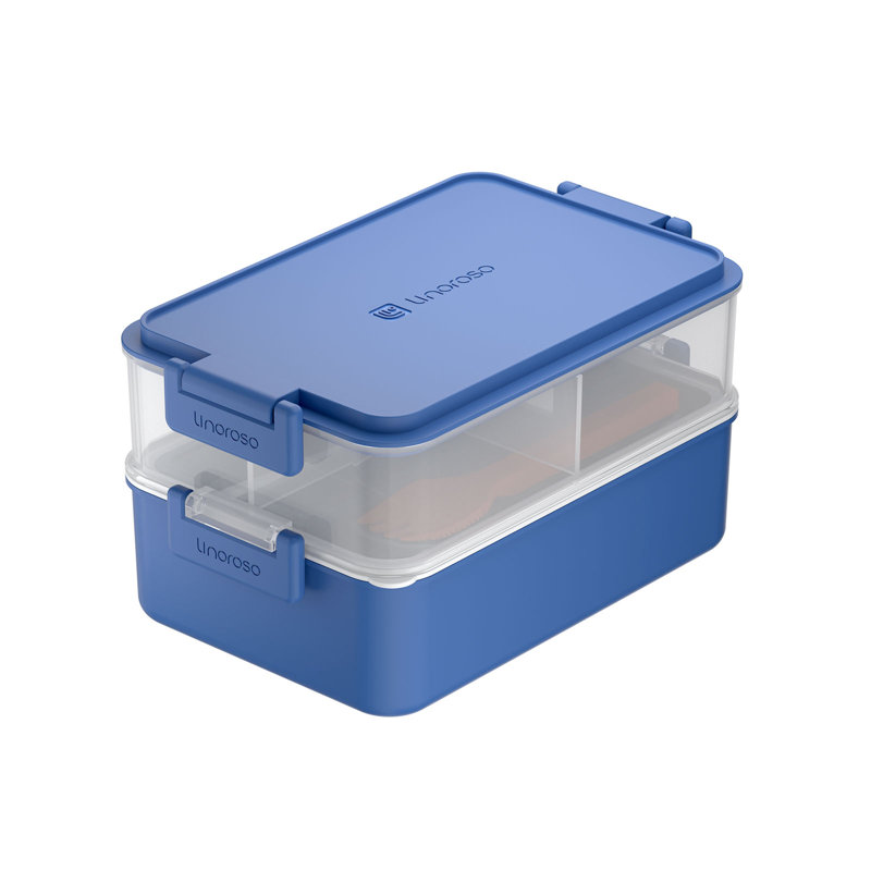 Boîte à bento empilable tout-en-un Linoroso, Bleu classique