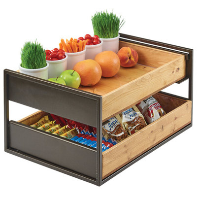 Cal-Mil 3920-84 Sierra Bronze Metal And Rustic Pine 2-Tier Merchandiser Rack - 21 3/4" X 15 1/2" X 11 1/2" WS-211392084