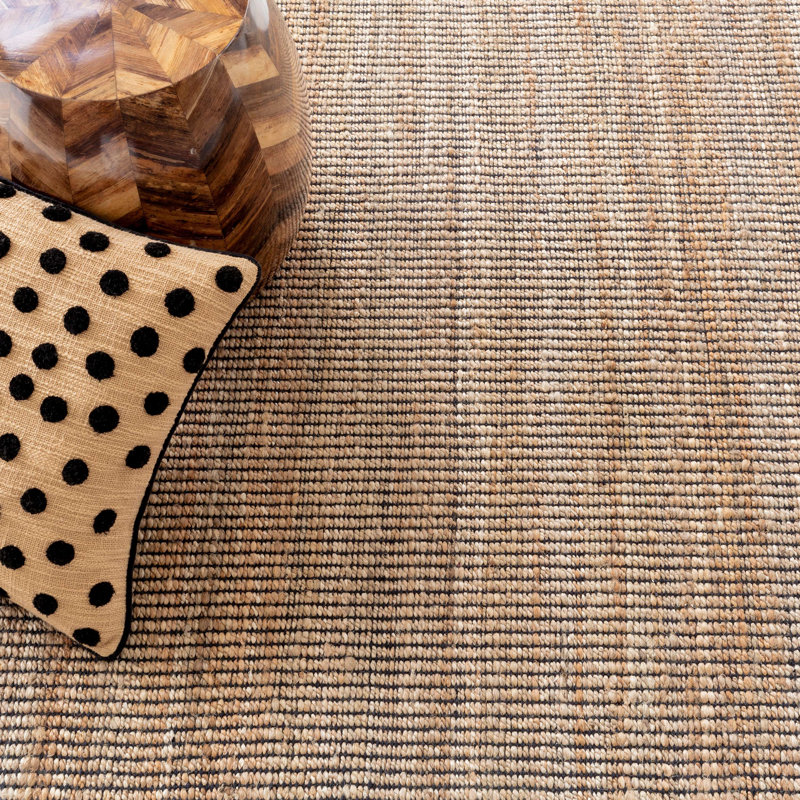 Gridwork Handwoven Jute Rug, Rectangle 7'6" x 9'6", Black/Brown