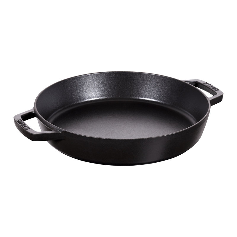 Staub Cast Iron 13-inch Double Handle Fry Pan, Black Matte