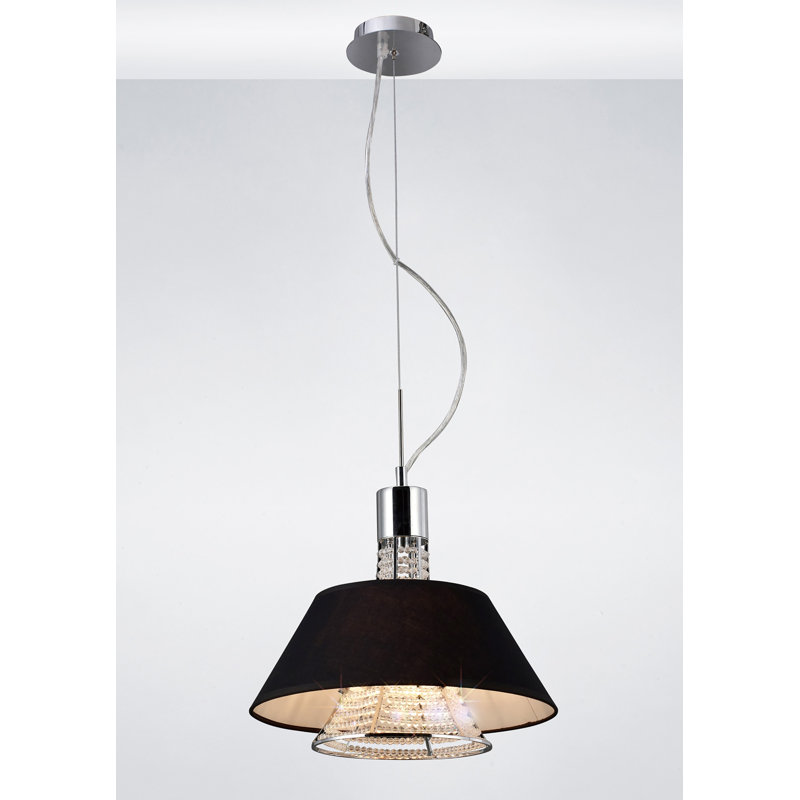 2 - Light Polished Chrome Cone Pendant, Black