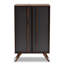 Armoire à chaussures 2 portes Milbrandt en bois fini gris et noyer, H 38,02 po x l 23,51 po x P 13,32 po