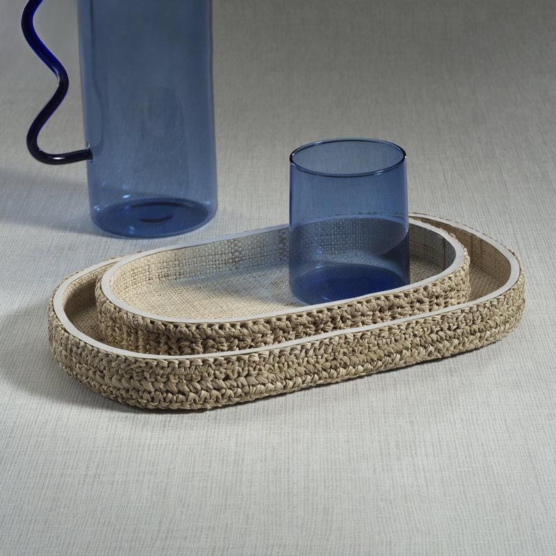 Plateau oval en raphia Reggio, L 13,5 po x P 8,25 po x H 1,5 po