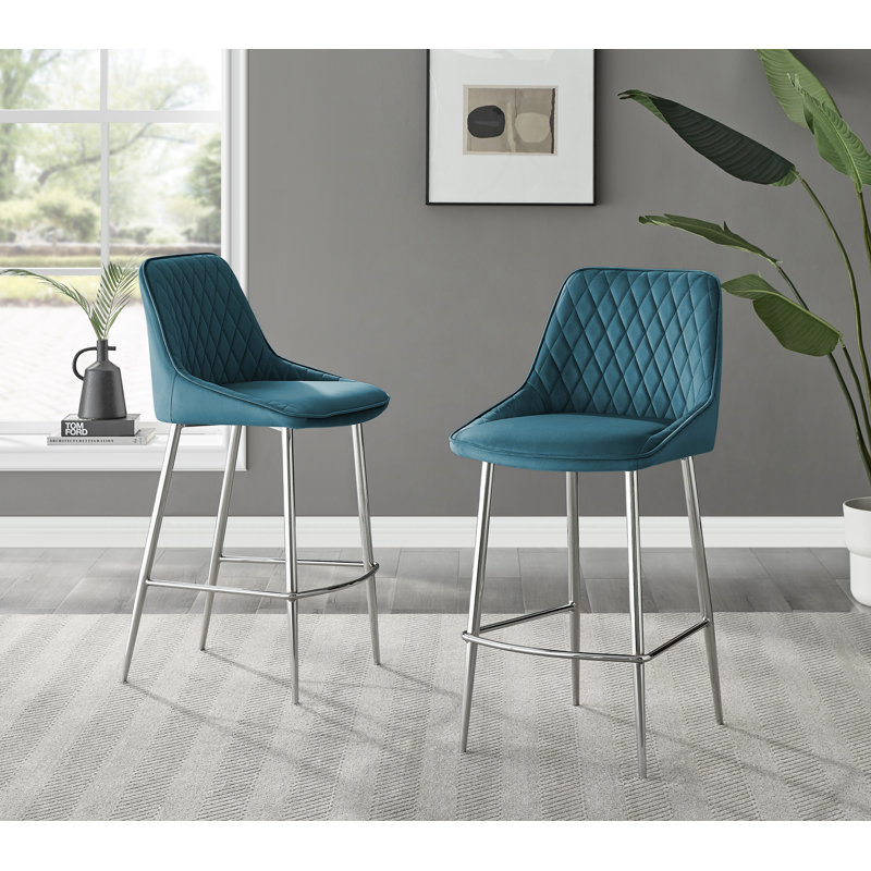 Tabouret de bar Jute Luxury, Bleu