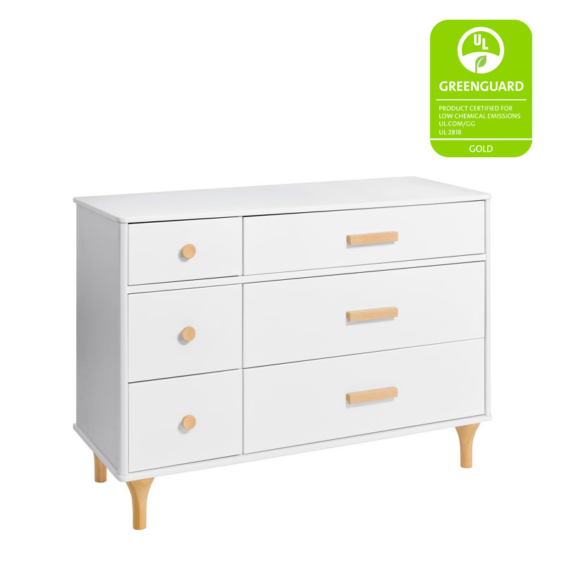Lolly 6-Drawer Assembled Double Dresser, White/Natural