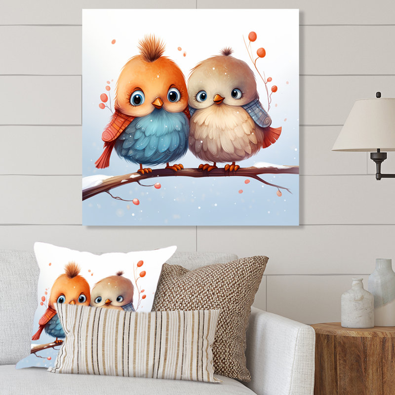 Winter Winter Bird Lovers For Nursery I - Art mural en métal oiseau, H 16 po x l 16 po x P 1 po