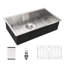 Évier de cuisine 33 po x 19 po x 9 po en acier inoxydable avec drain de construction 304