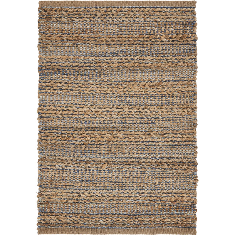 Tapis brun / gris tressé à la main Bellicent, Rectangle 2 pi x 3 pi
