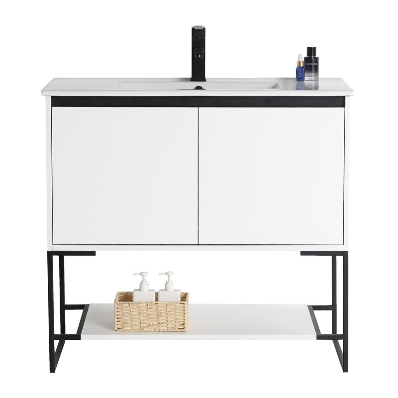 Ensemble de meuble-lavabo simple 36 po Carliana, Blanc