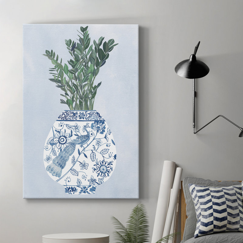 Vase au clair de lune I - peinture sur toile tendue, H 12 po x l 8 po x P 1 po