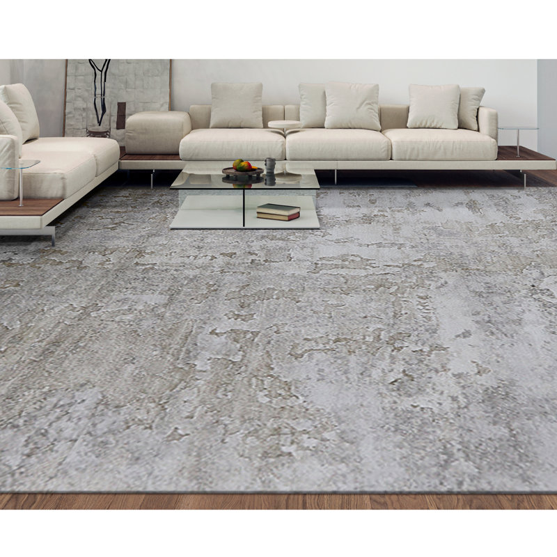 Abstract Area Rug in Ivory, Rectangle 5' x 8'