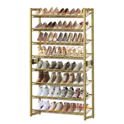 8 Tier Metal Shoe Rack, with Adjustable Flat or Angled Shelves, Set of 2, 4-Tier Stackable Shelf