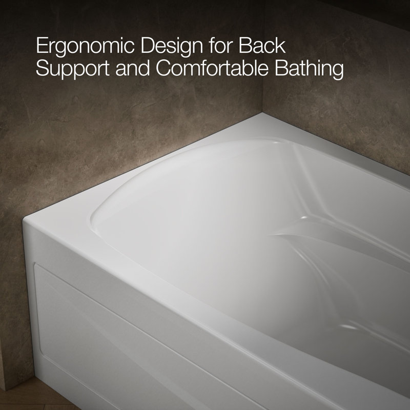 Mariposa 72" x 36" Soaking Bathtub, White, Right