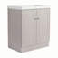 Meuble-lavabo autoportant de 30 po avec lavabo en résine blanche et 2 portes d'armoire à fermeture en douceur