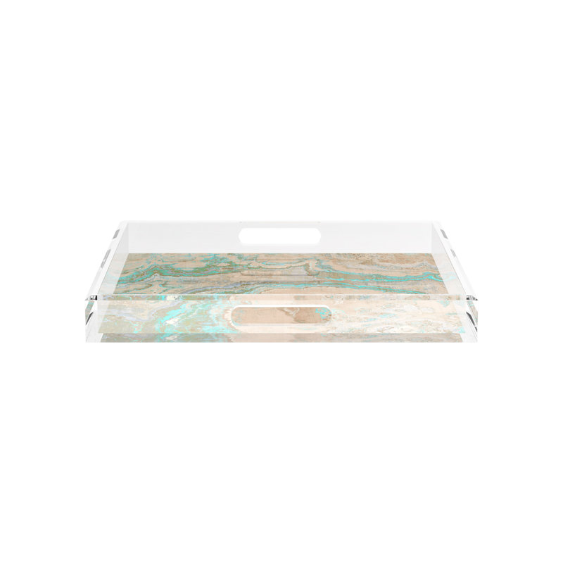Agate Clay Acrylic Square Decorative Tray, 15"W x 15"D x 2"H