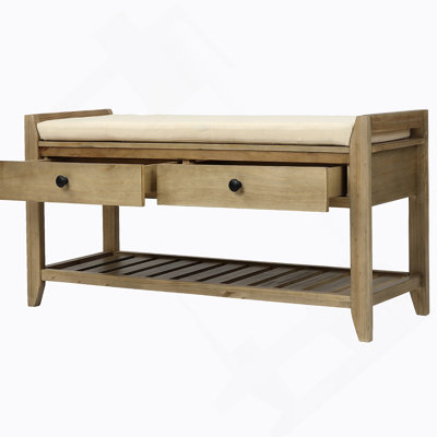 Shoe Rack With Cushioned Seat And Drawers, Multipurpose Entryway Storage Bench