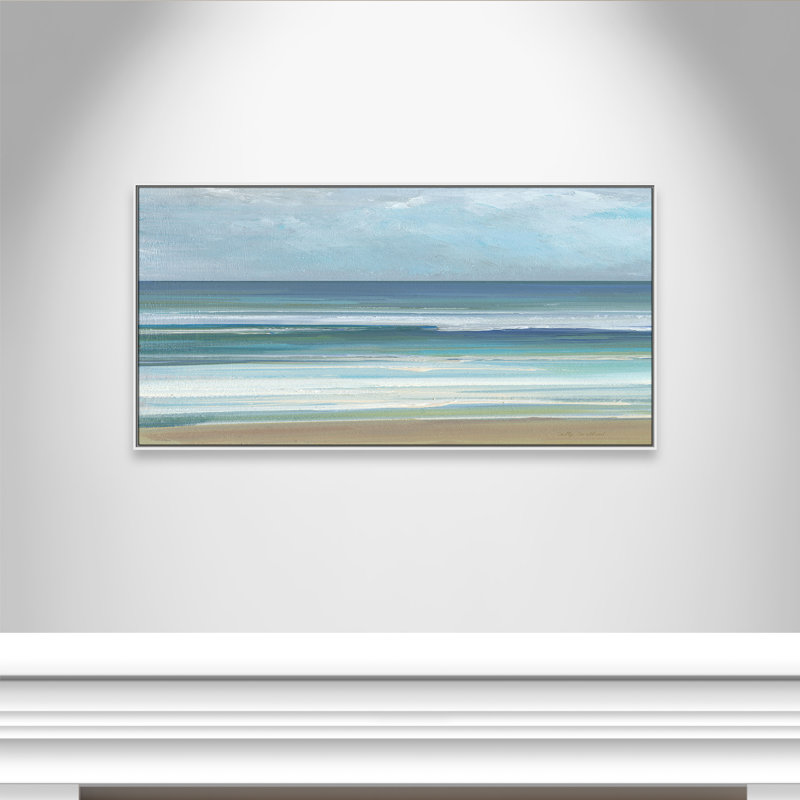 «Gentle Waves I» par Sally Swatland, H 31,5 po x l 61,5 po, Blanc