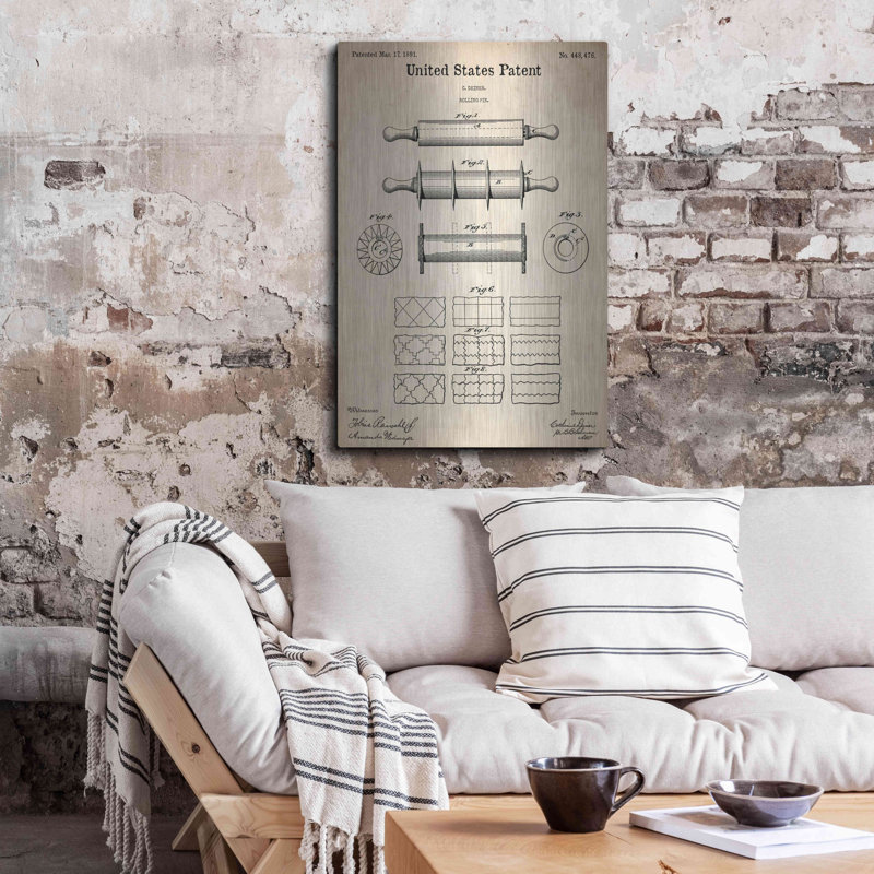 «Rolling Pin Blueprint Brevet Parchment» par Patents, H 36 po x l 24 po