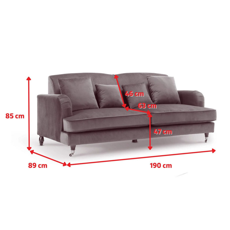 Penermon Roll Arms Sofa, Orange Velvet, 3