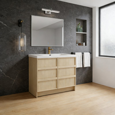 Meuble-lavabo autoportant avec lavabo en résine