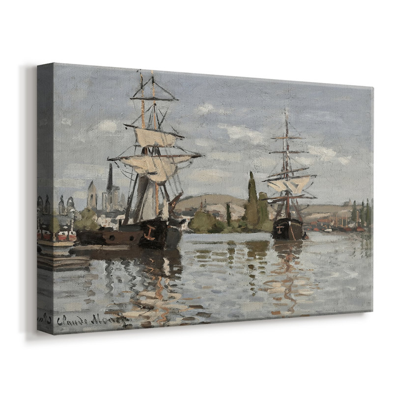 Ships at Rouen-Claude Monet-Gallery Wrapped Canvas-1872, 8 x 12