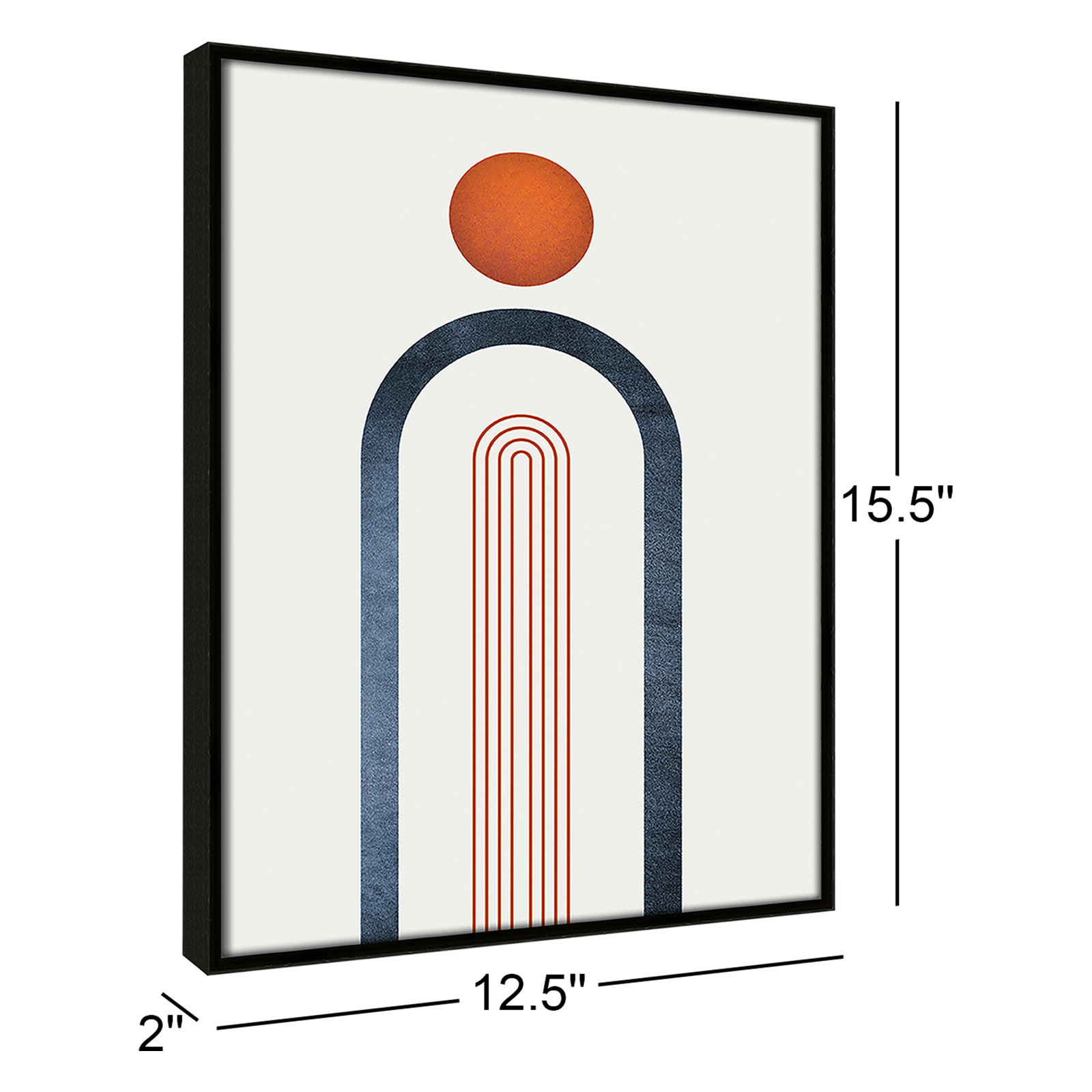 Minimalist Midcentury Orange Navy I by - Floater Frame Print on Canvas, Espresso Framed, 15.5" H x 12.5" W x 2" D