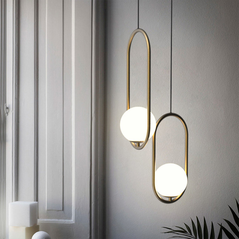 Luminaire suspendu géométrique à 1 lumière Daquion, Or