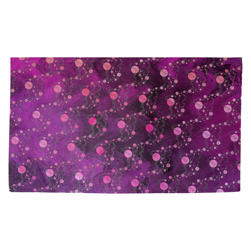 Tapis rose à motif de planètes et d'étoiles Avicia, Rectangle 2 pi 2 po x 3 pi 4 po