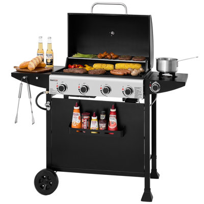 Royal Gourmet 4-Burner Gas Grill with Side Burner, Black