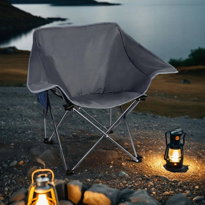 Ensemble de 4 chaises de camping pliantes portatives - robustes, capacité de 400 lb, Gris