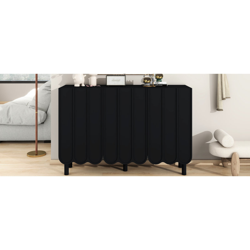 Noir minimaliste avec tablettes réglables, construction robuste pour les sections d'armoires de rangement d'étude, bureau à domicile à porte ondulée