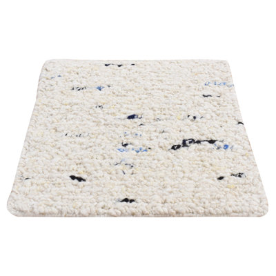 1'9"x1'9" Ivory Pure Wool Hand Knotted Thick Chunky Texture Square Rug D2E1CB435CC64F938A151714BBF81251