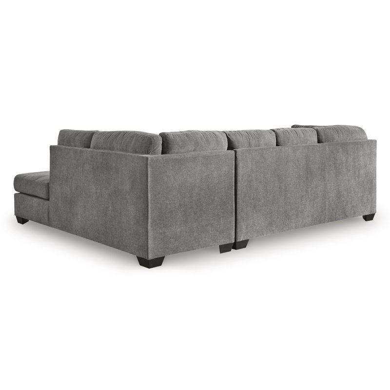 Canapé modulaire 2 pièces avec méridienne Marleton, Orienté à droite, Polyester gris