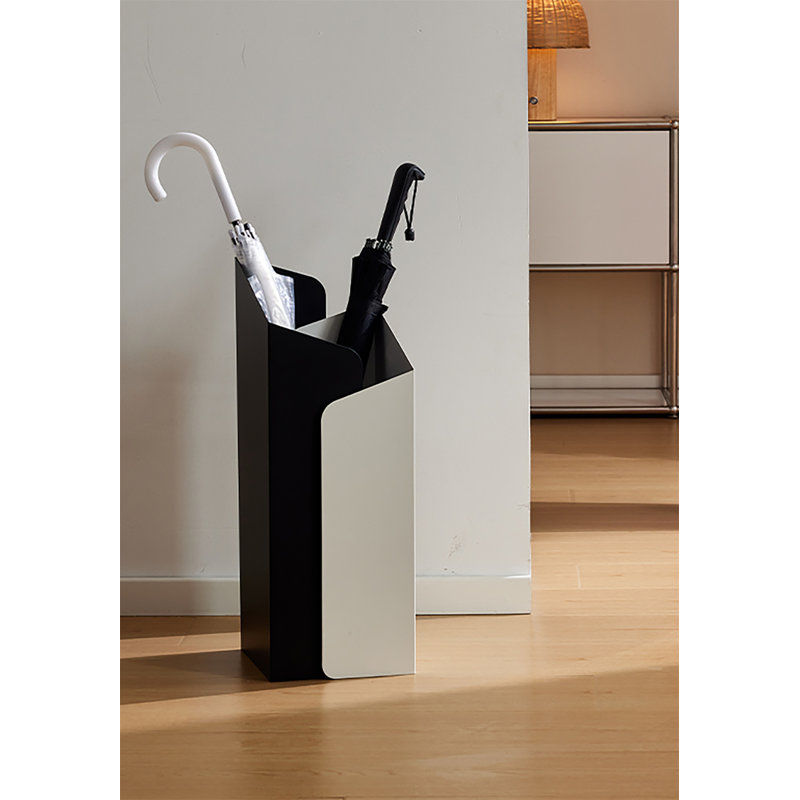 Metal Freestanding Umbrella Stand, Black/White