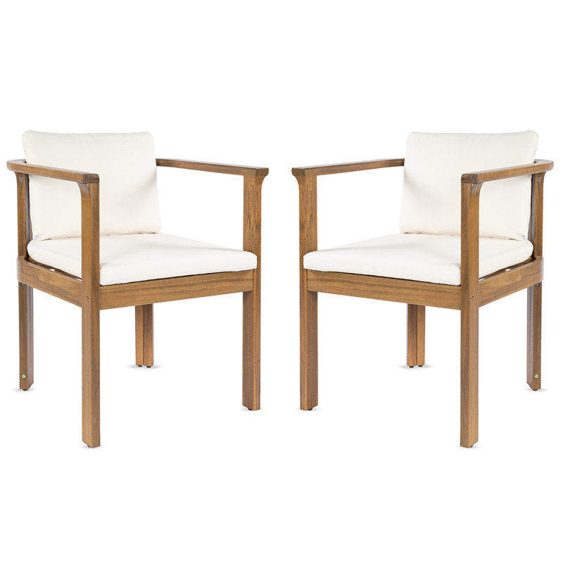 Ensemble de 2 chaises de patio modernes en bois d'acacia pour les repas en plein air