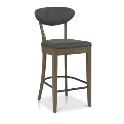 Macintyre Upholstered Adjustable Height Counter Stool with Solid Wood Frame
