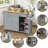 Rolling Kitchen Island With Trash Can Storage, Drop Leaf & Power Outlet, Towel Rack & Spice Rack, Large Mobile Island Table For Kitchen-1213204062