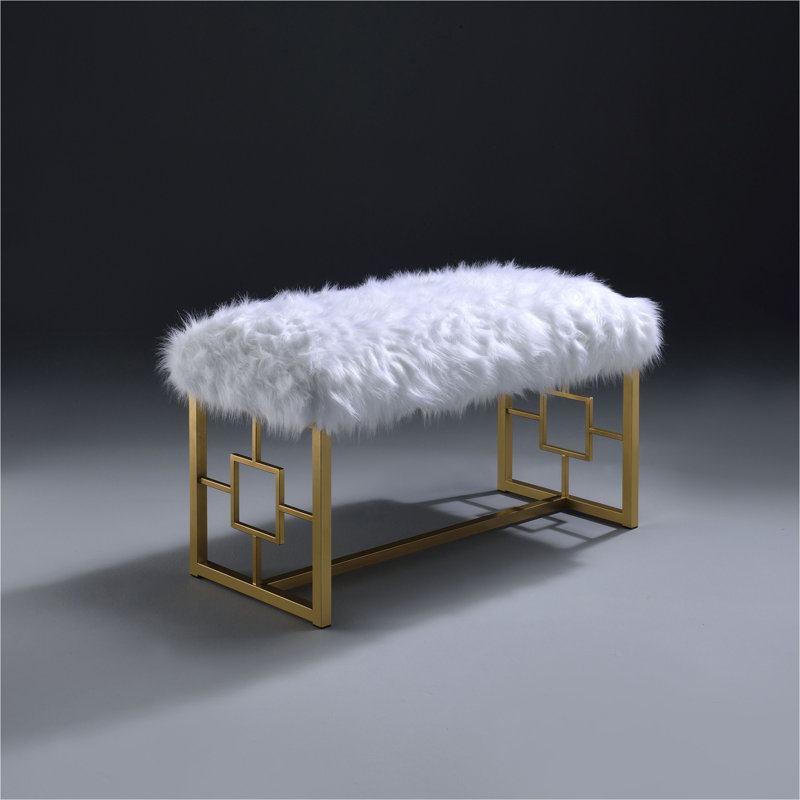 Banc blanc et doré avec base traîneau