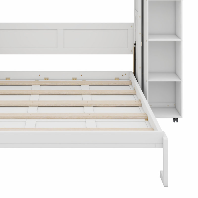 Lit escamotable mural Murphy avec portes de rangement, Blanc