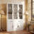 White Multifunctional Lacquered China Cabinet Dining Cabinet - Glass Door + 2 Drawers