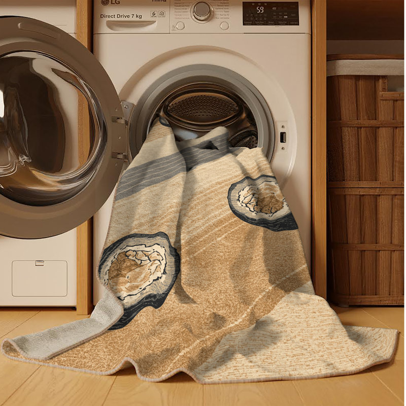 Machine Washable Easton Sushi Roll Nautical Striped Rug in Brown – Beige Binding, 4x6