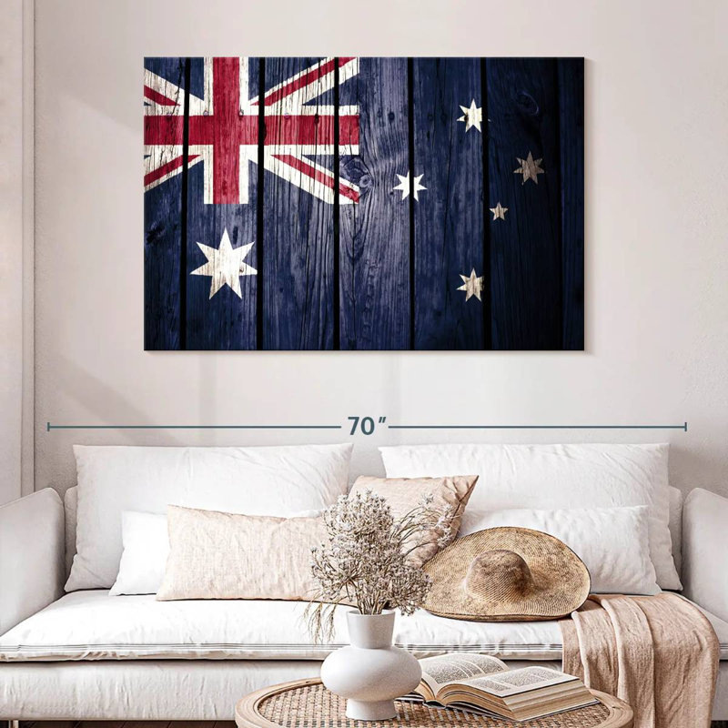 Drapeau australien Borges style bois, H 32 po x l 48 po