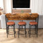Ensemble table et chaises de salle à manger à 3 tiroirs avec prises électriques, ensemble table de bar et tabourets ronds en PU, montage facile, brun-92650341