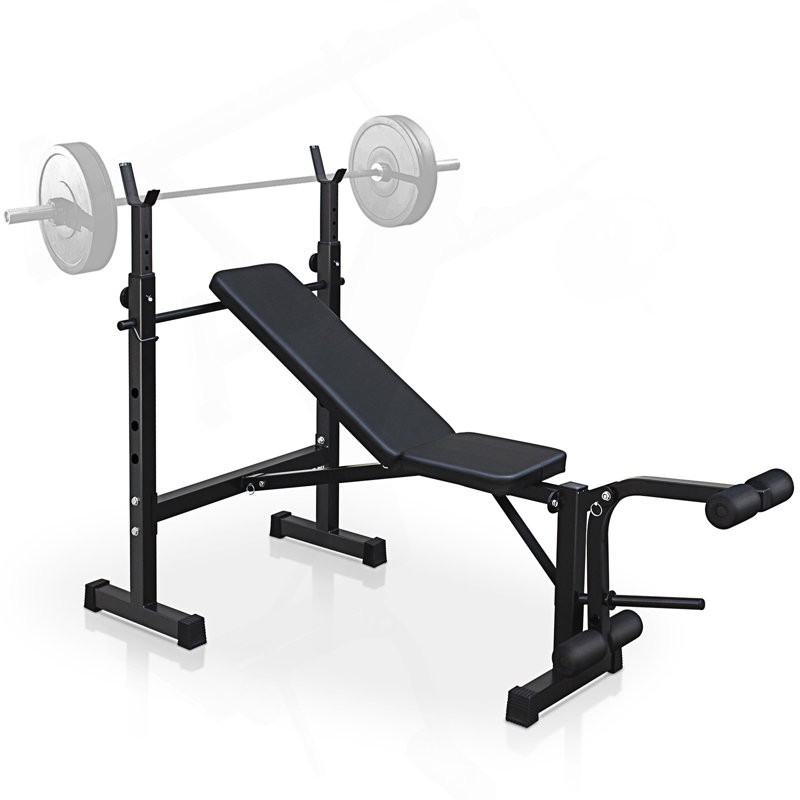 Olympic Weight Bench, Adjustable Bench Press Set With Squat Rack