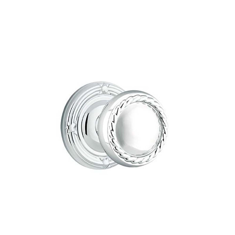 Ensemble de faux boutons Emtek avec ruban et roseau et corde, Chrome brillant