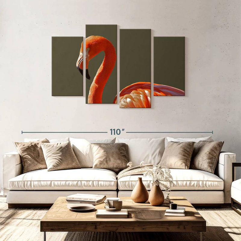 Brampt superbe flamant orange, H 48 po x l 75 po